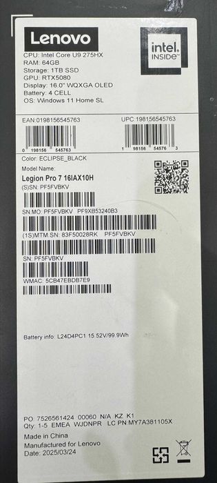 ноутбук Lenovo Legion Pro 7 — фото, Алматы